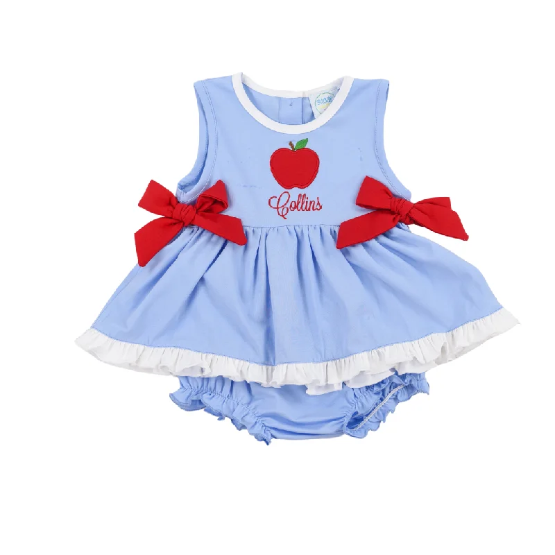 Girls Apple Applique Bloomer Set