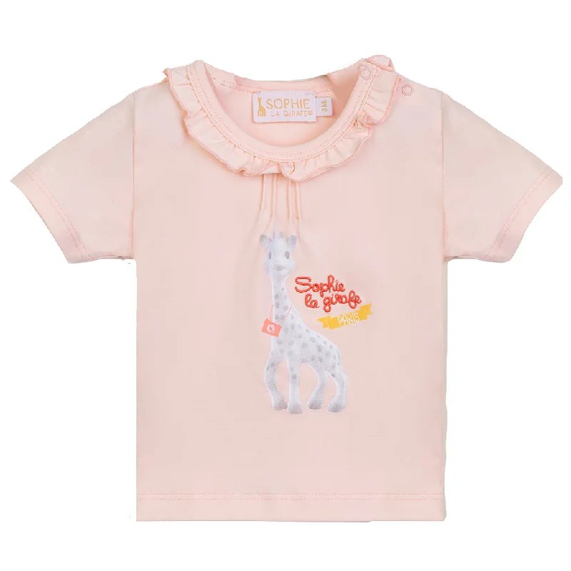 Pink Ruffle Giraffe Print T-Shirt