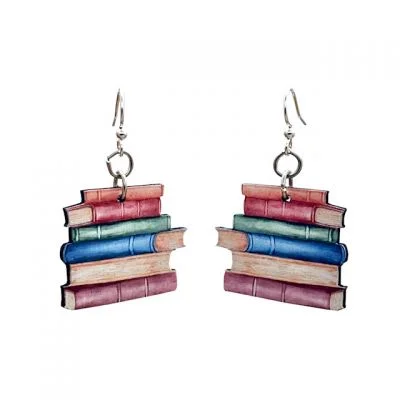 Wooden Book Earrings