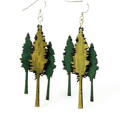 Wooden Redwood Tree Earrings