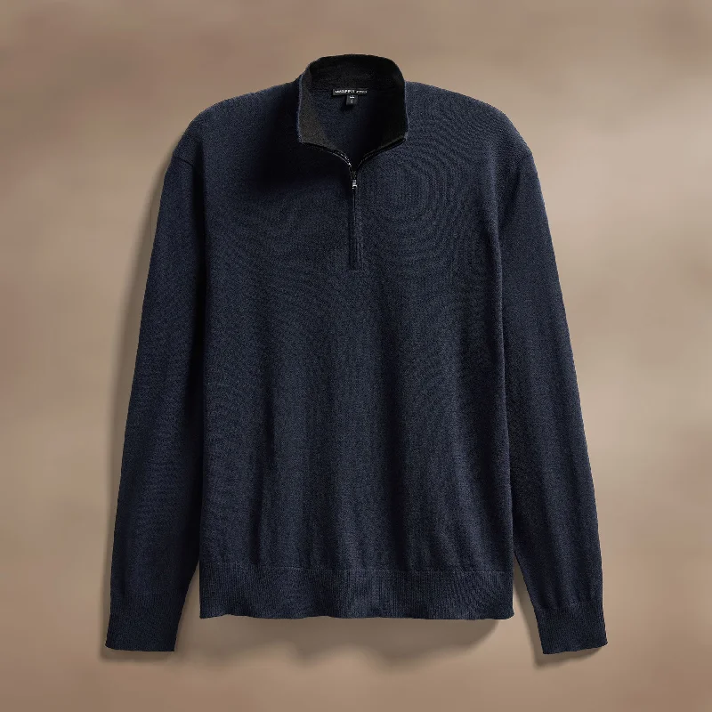 Ultra Fine Cashmere Half Zip - Dark Navy