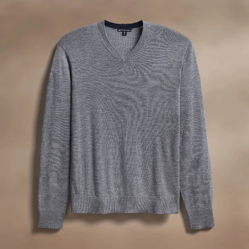 Ultra Fine Cashmere V Neck Sweater - Flannel