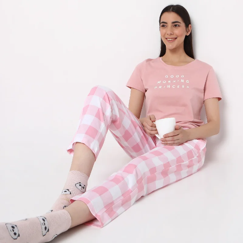 Regular Fit Printed Sleepwear Lounge Top