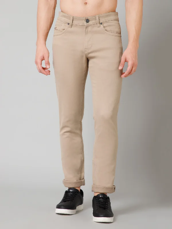 Men's Casual Flat front Fawn  Trousers