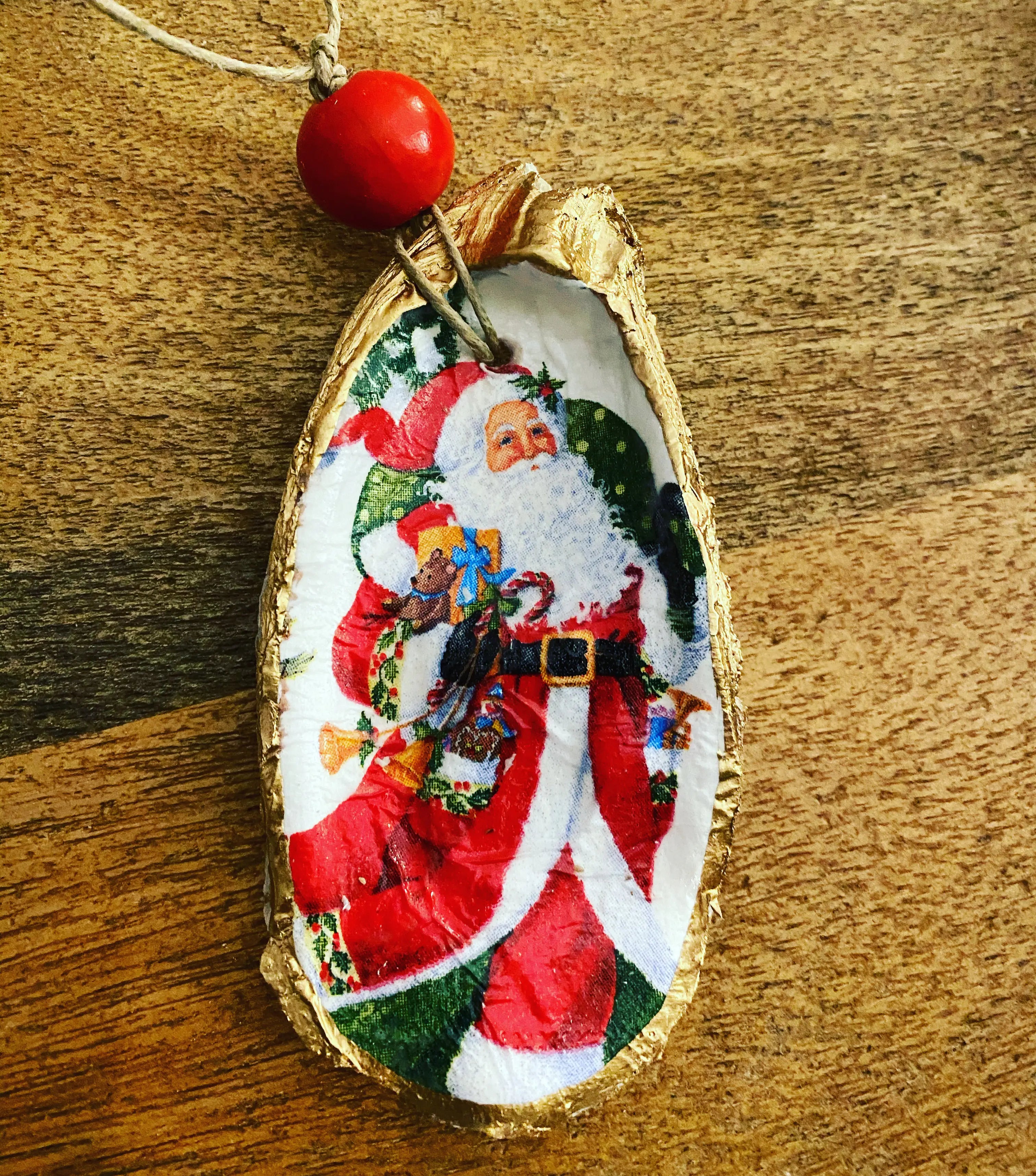 Oyster Shell Santa Ornament