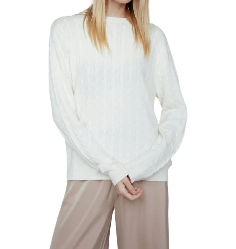 Cashmere Braided Sweater In Ivory