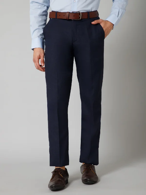 Men's Formal Flat front Navy Blue  Trousers