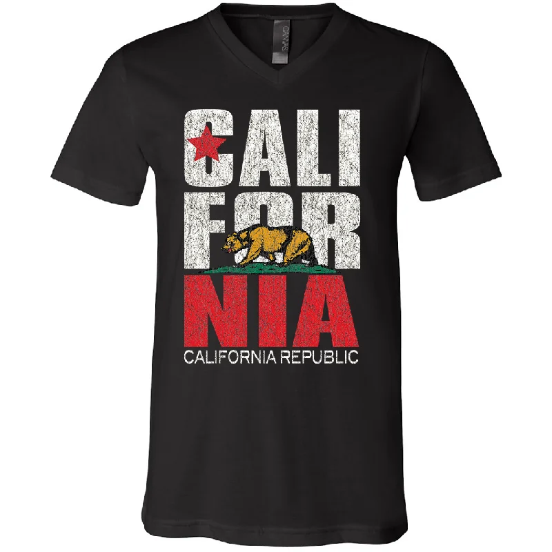 California Republic Vintage Retro Asst Colors V-Neck