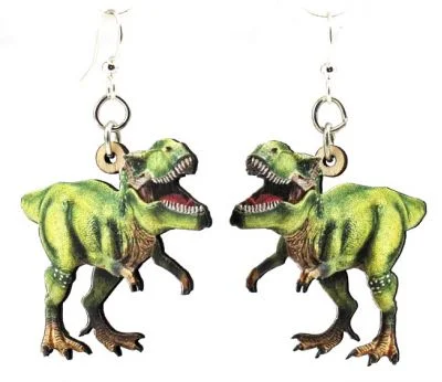 Wooden T Rex Earrings