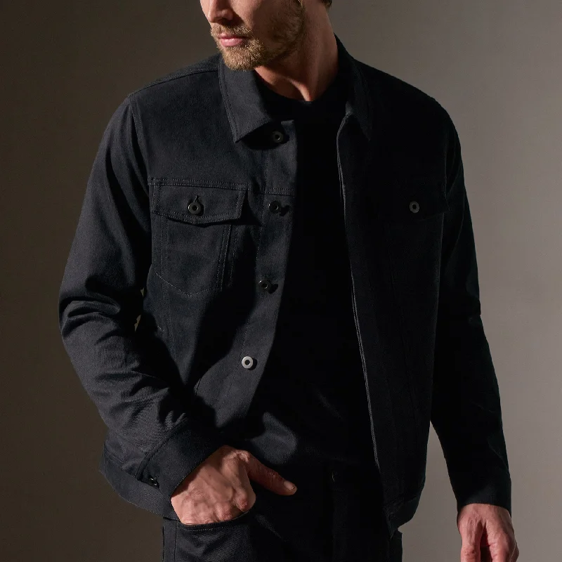 Cashmere Touch Cotton Jacket - Black