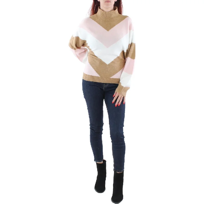 Womens Knit Chevron Mock Turtleneck Sweater