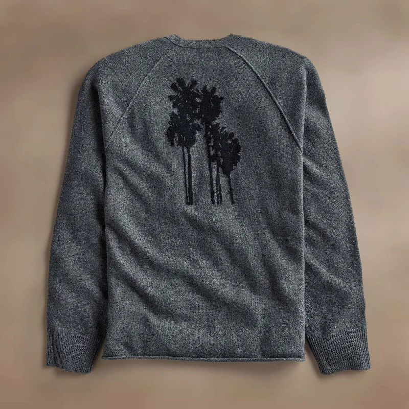 Palm Tree Cashmere Raglan - Flannel/Black