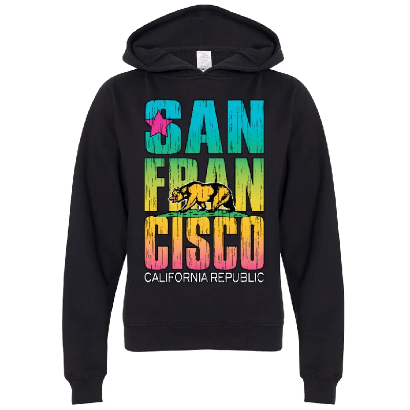 San Francisco California Neon Rainbow Premium Youth Sweatshirt Hoodie