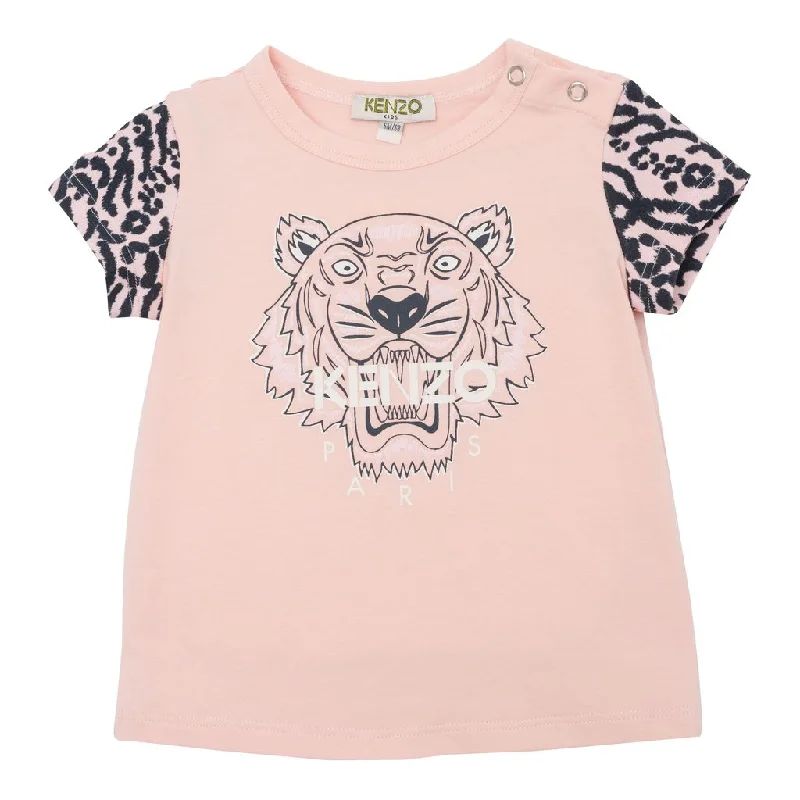 Pink Striped Tiger Logo T-Shirt