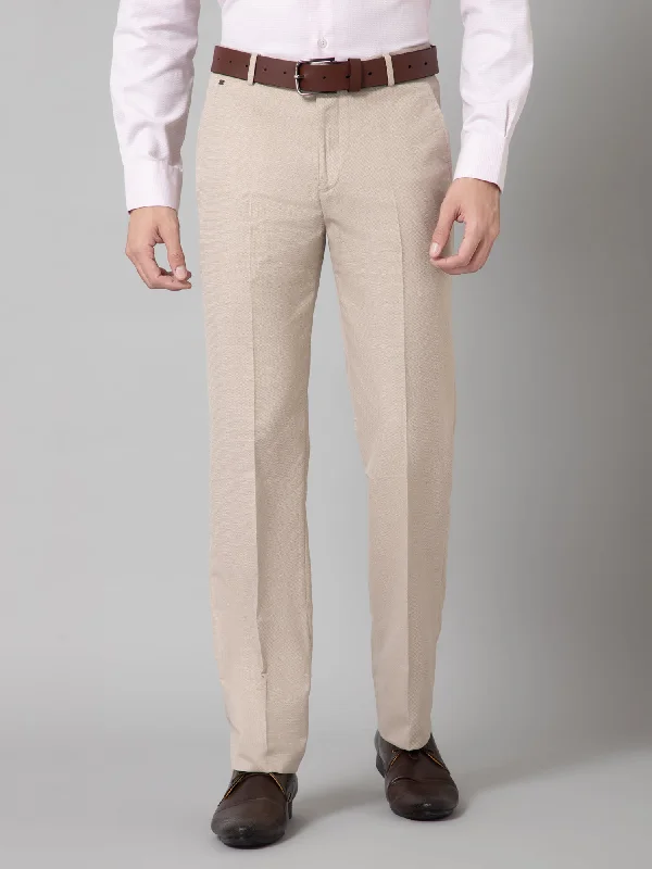 Men's Formal Flat front Fawn  Trousers