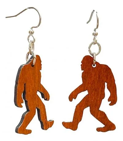 Wooden  Bigfoot Earrings