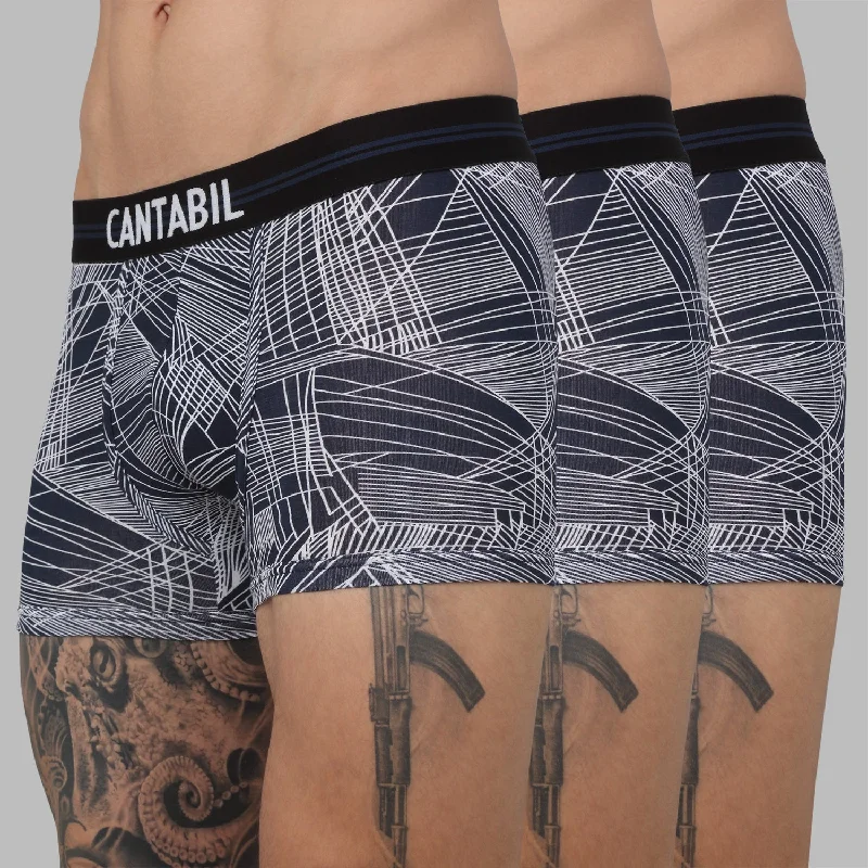 Men's Navy Abstract Print Fashion Trunk - 3's Pack