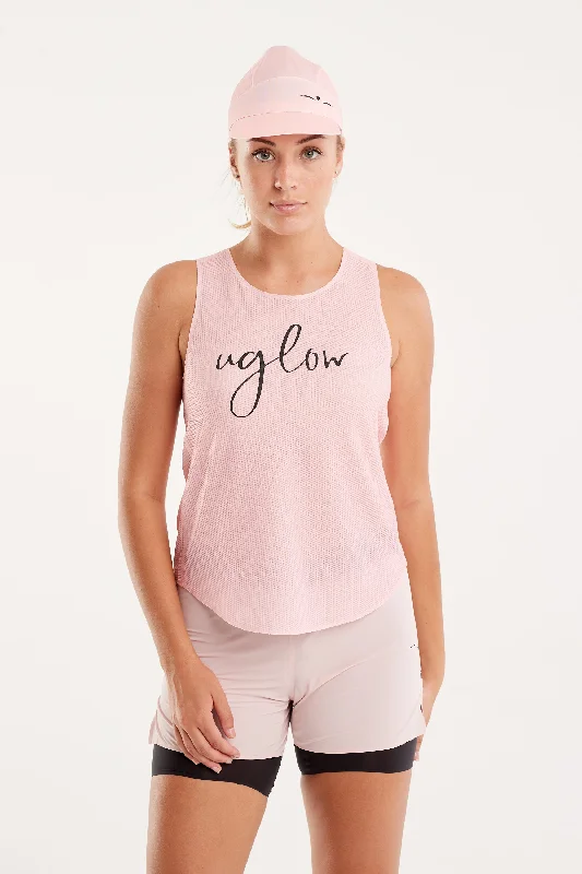 Uglow Women's Wide Top Tank Bubble Mesh AERO - Rose Quartz