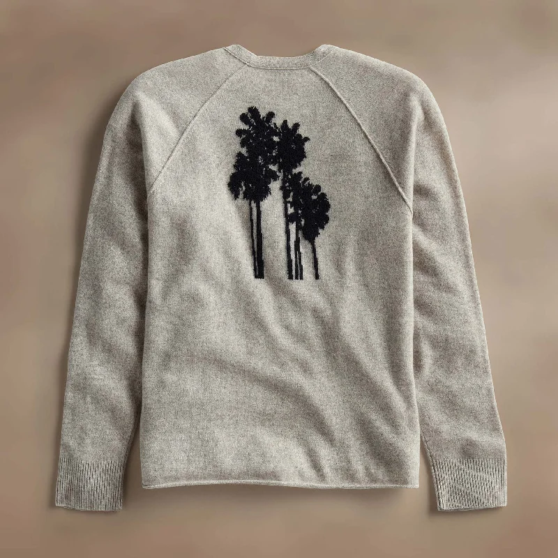 Palm Tree Cashmere Raglan - Stone/Black