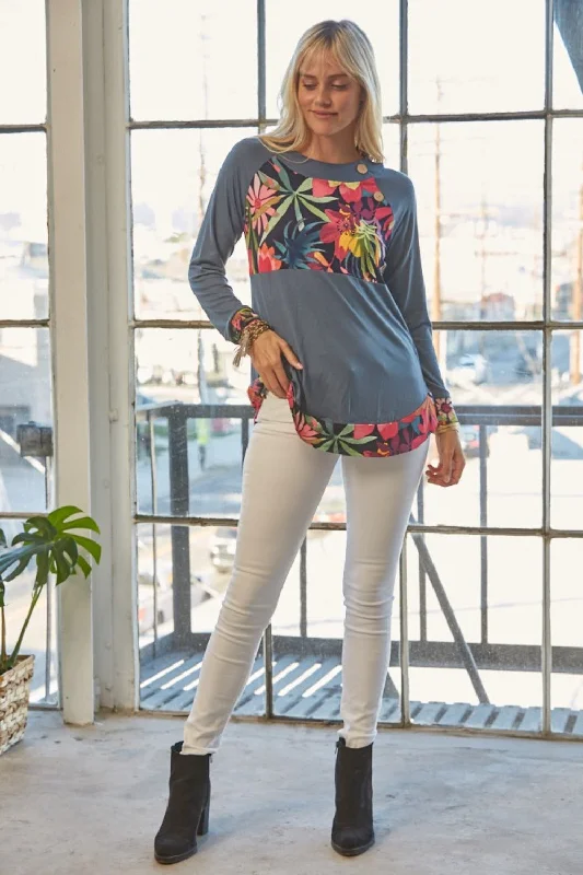 Tropical Print Long Sleeve T-Shirt