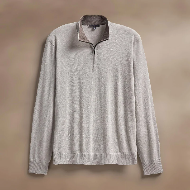 Ultra Fine Cashmere Half Zip - Concrete