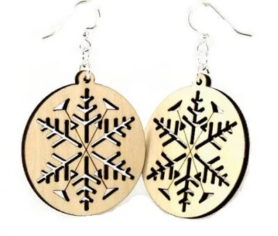 Cutout Snowflake Wooden Earrings