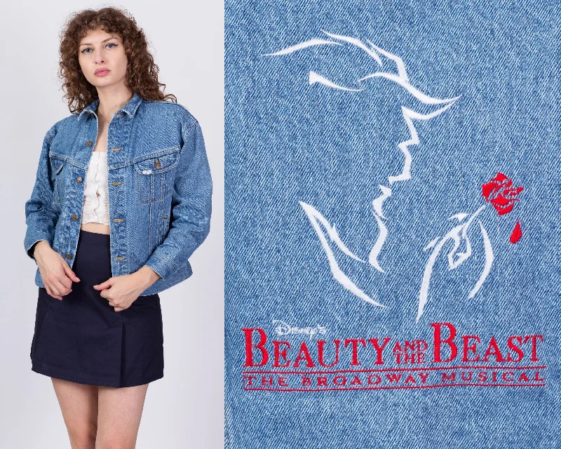 90s Beauty And The Beast Denim Jacket - Petite Large