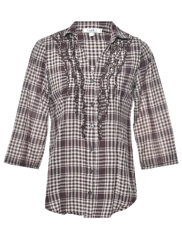 Checked Ruffled Shirt - M