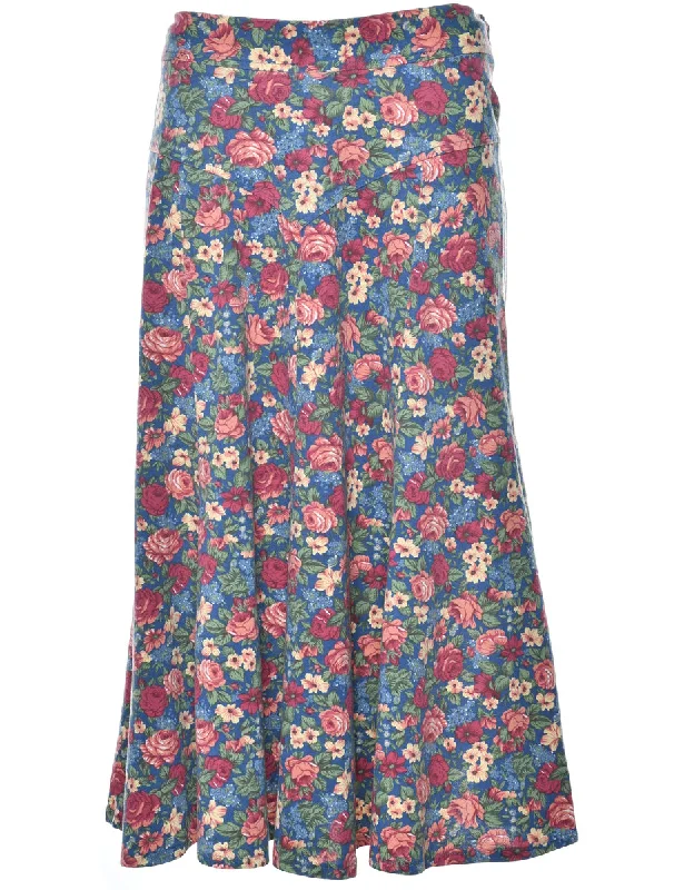 Floral Print Maxi Skirt - M