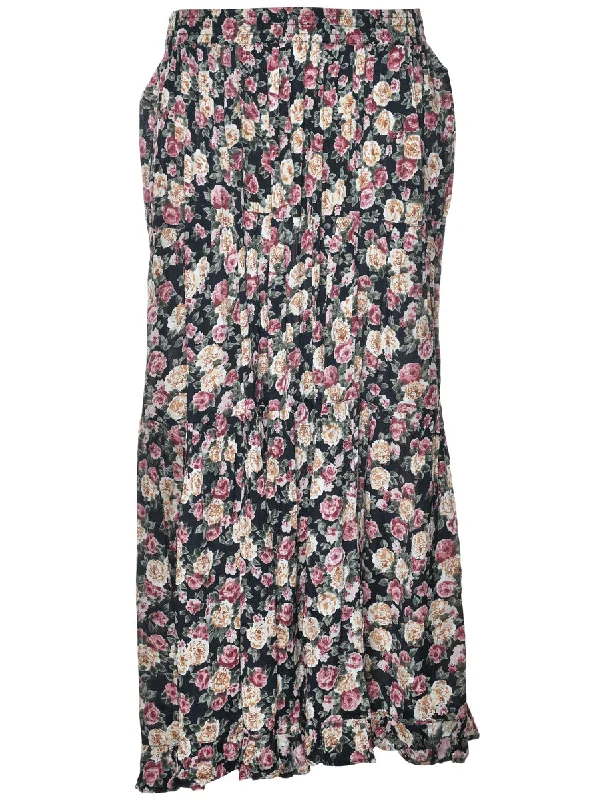 Floral Print Maxi Skirt - M