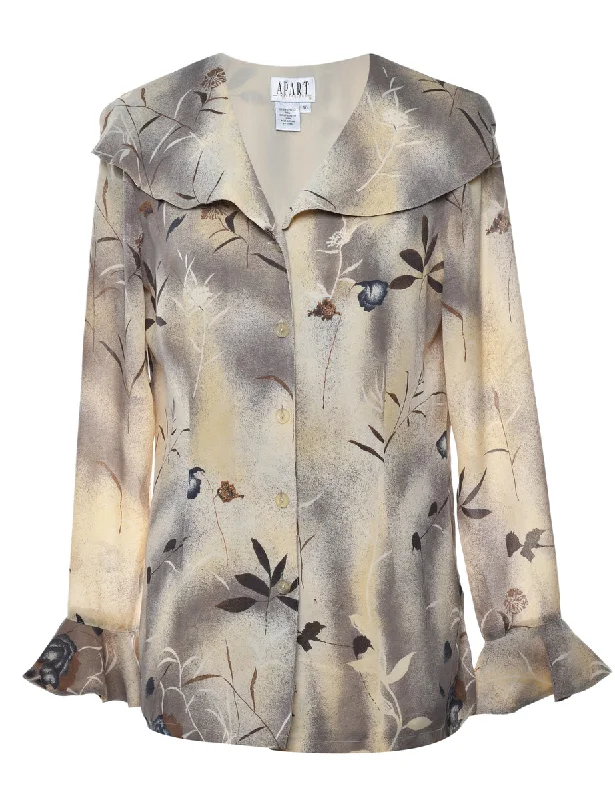 Floral Ruffled Blouse - M