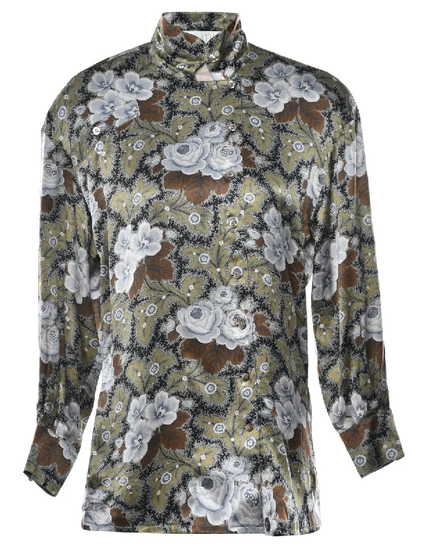 Floral Silk Shirt - M