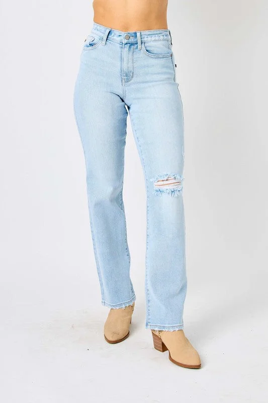 Judy Blue High Rise 90's Destroyed Straight Jeans