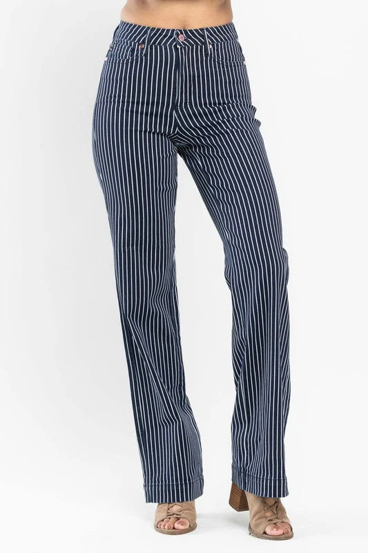 Judy Blue High Rise Striped Straight Jeans