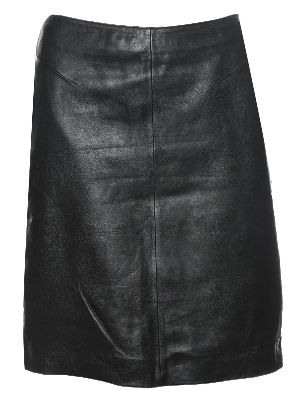 Black Leather Mini Skirt - S