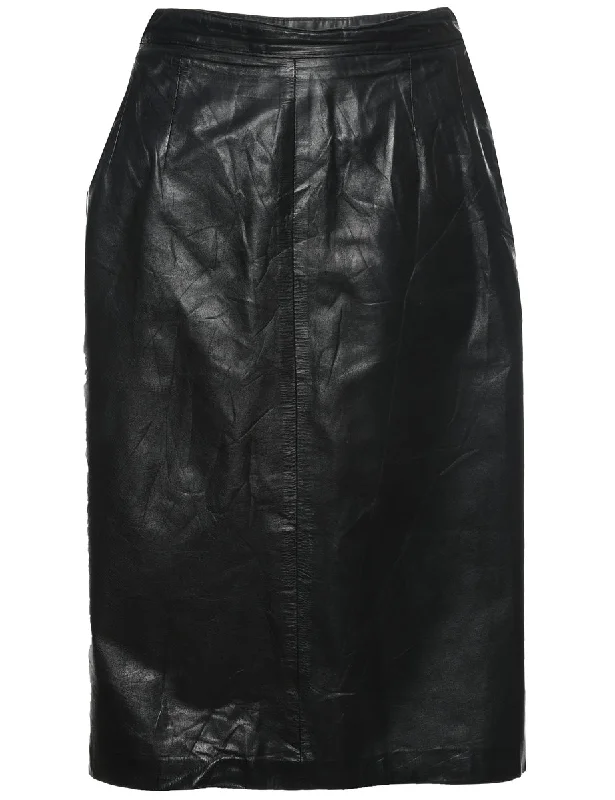 Black Leather Skirt - S