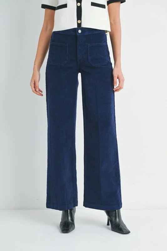 JBD High Rise Navy Corduroy Wide Leg Pants