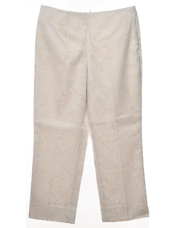 Gold & Off-White Sparkly Patterned Trousers - W32 L26