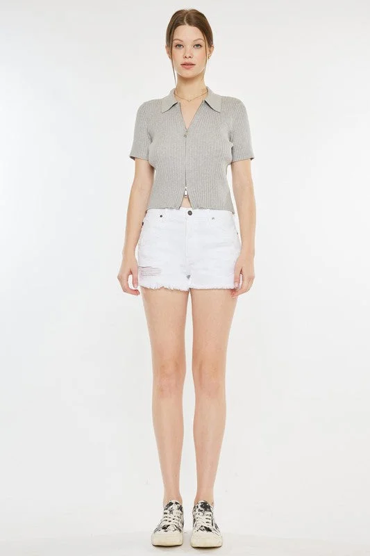 KanCan High Rise Fray Hem Shorts