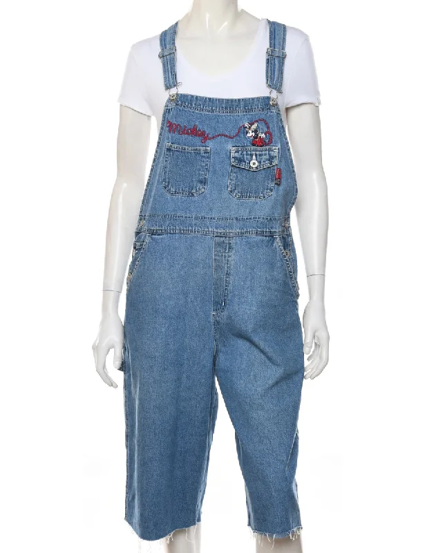 Mickey Frayed Hem Cropped Dungarees - W36 L14