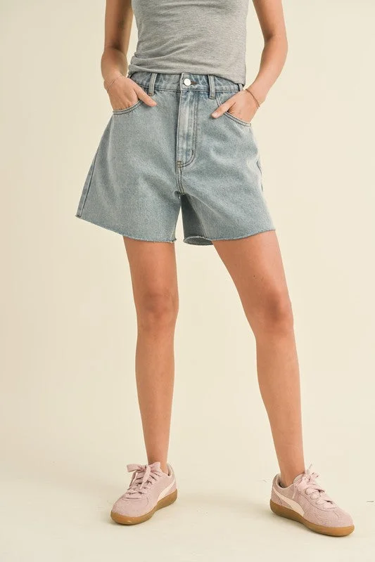 Miou Muse High Rise Washed Denim Shorts