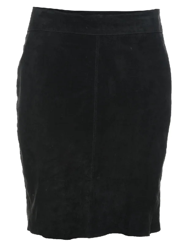 Pencil Shape Suede Skirt - M