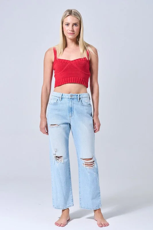 Sneak Peek High Rise Straight Jeans