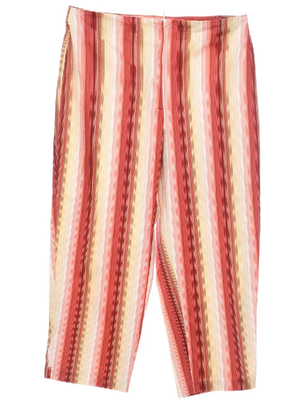 Striped Yellow, Pink & White Casual Trousers - W32 L23