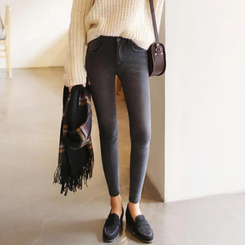 Thin Waist Female Grey Pencil Pants