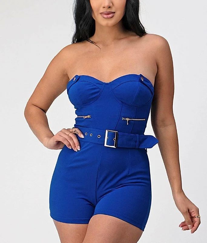 Kamen royal blue romper with belt