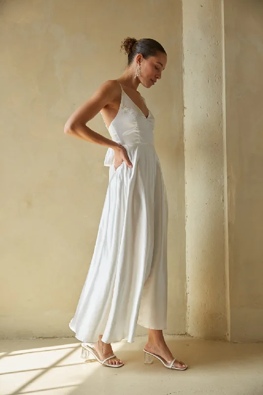 Mary Bow Back Satin Maxi Dress