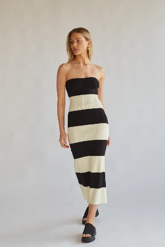 Nikki Striped Knit Midi Tube Dress