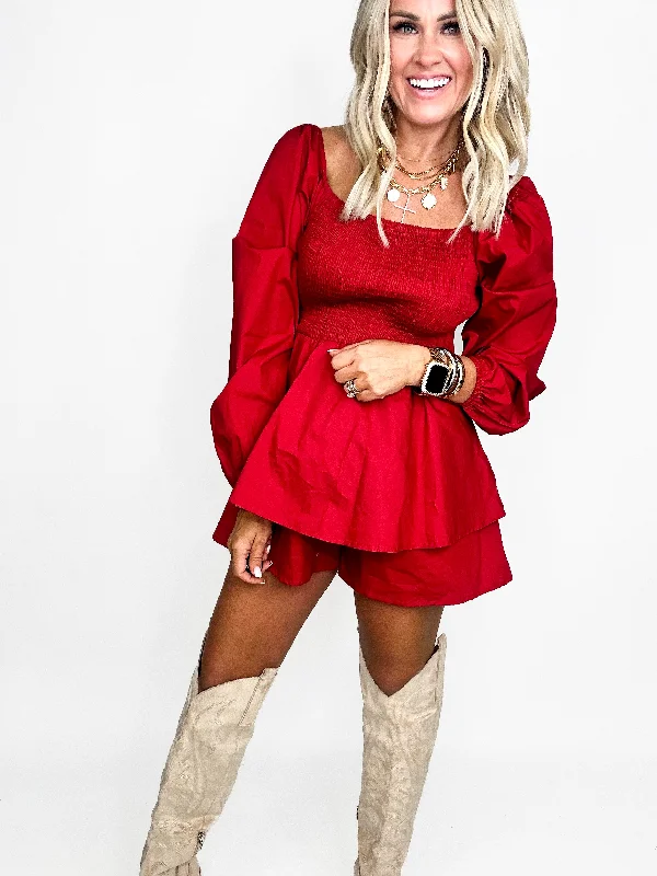 Peyton Poplin Long Sleeve Romper