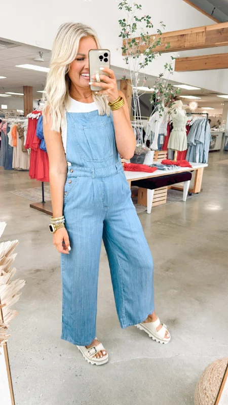 Relaxed Wide Leg Overalls